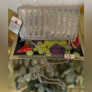 Silver Mesh Evening or After-Five  Bag w/Silver Tone Chain Strap
